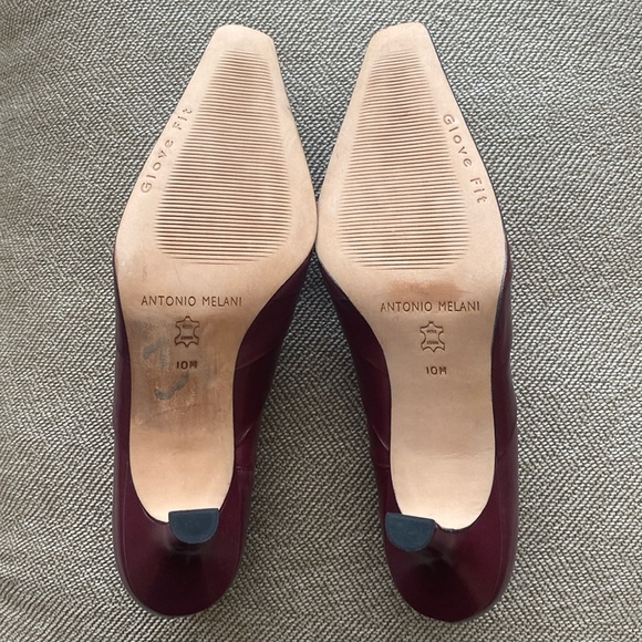 Antonio Melani Pointy Square Glove Fit Slip In Heel. Cranberry Red Leather.SZ 10 - Picture 11 of 16